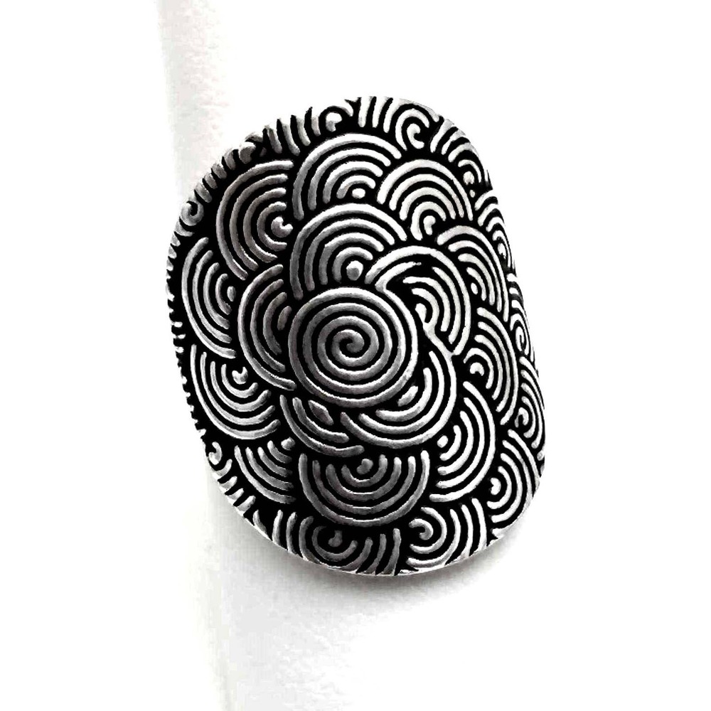 Rosetta Bouquet Silver Sheild Statement Ring - image 1